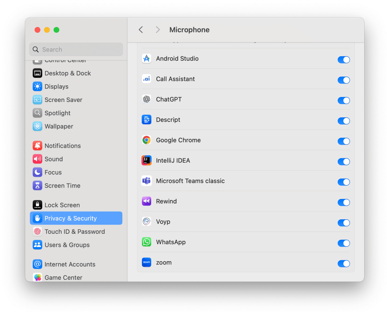 Voyp Settings Microphone